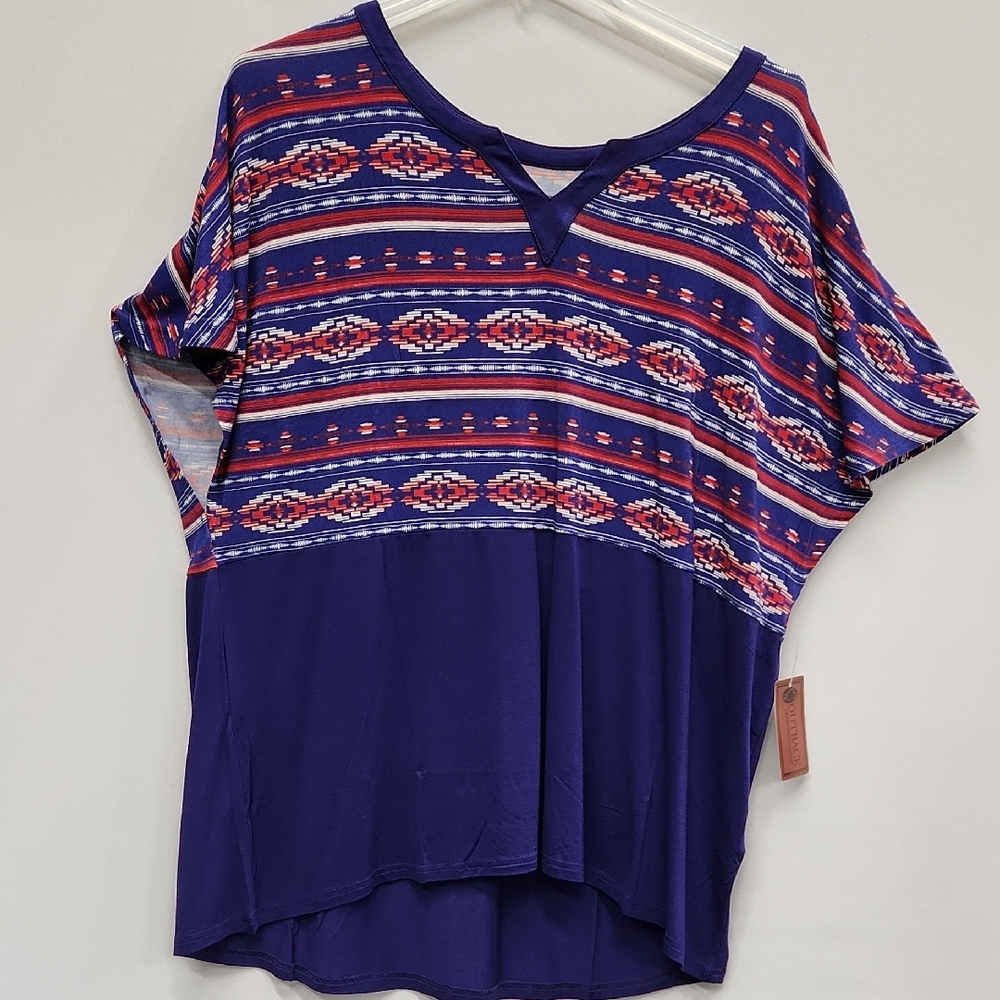 Women's Blue Patterned Top